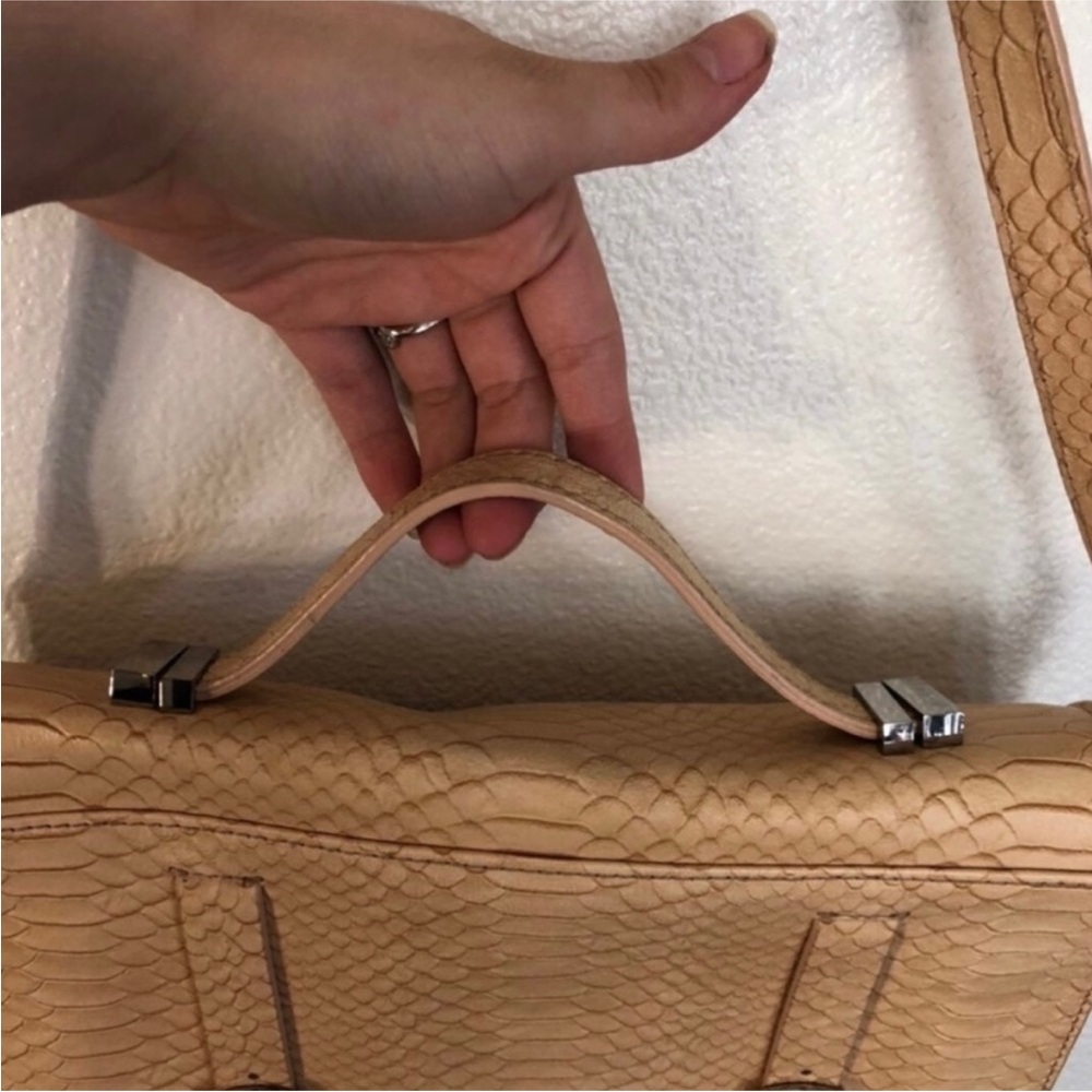 Loeffler Randall Nude Beige Python Embossed Satch… - image 7